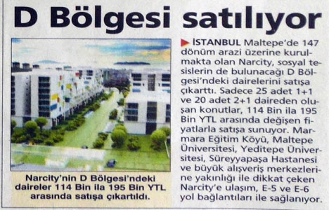 2006 yılında Narcity de 114.000 liradan başlayan fiyatlarla daire!