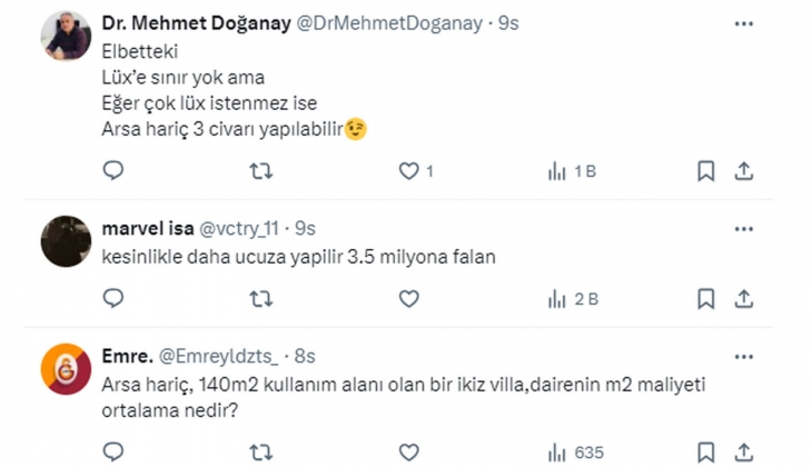 Havuzlu, iki katlı, müstakil villanın arsa hariç maliyeti ne kadar? 