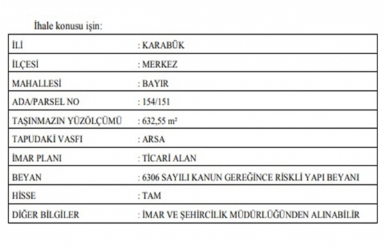 Karabük te 16.6 milyon TL ye kat karşılığı inşaat işi ihalesi!