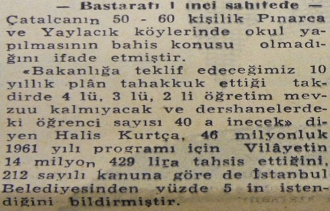 1961 yılında İstanbul da okulsuz köy kalmayacakmış!