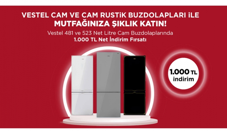 Vestel cam ve cam Rustik buzdolaplarında 1.000 TL indirim fırsatı! Kasım a özel! 11 Kasım 2022 fiyat listesi...