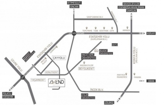 Avend Çayyolu nerede?