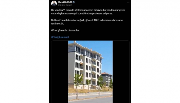 Balıkesir deki TOKİ konutları sahiplerine teslim edildi!