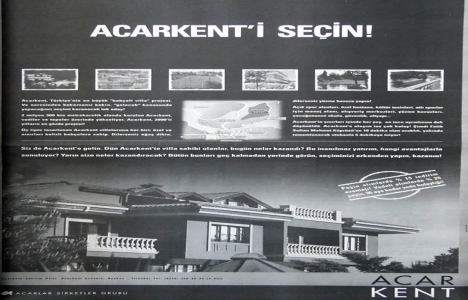 1997 yılında Acarkent te peşin alımlarda yüzde 15 indirim avantajı!