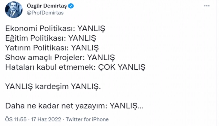 Özgür Demirtaş, ekonomide yapılan hataları 5 maddede sıraladı