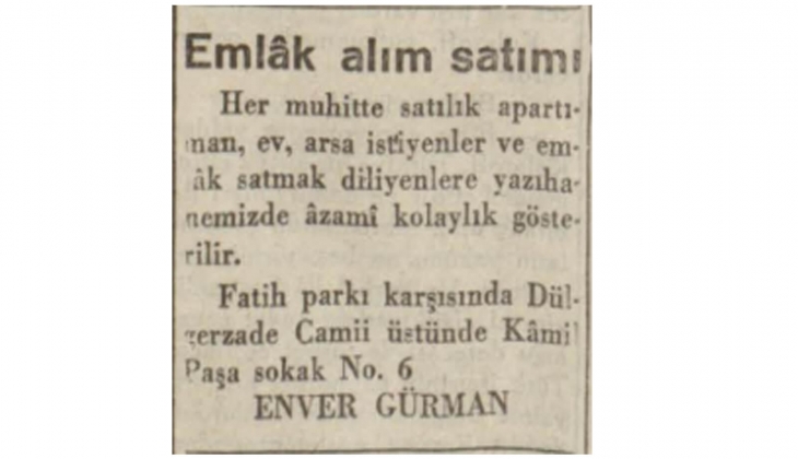 1941 yılında bir emlakçının ilanı!