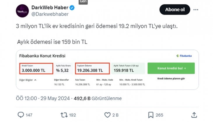3 milyon TL lik konut kredisinin geri ödemesi 19.2 milyon TL oldu: Vatandaşlar isyanda! 