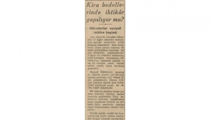 1941 yılında kira krizi! Kira bedelleri gelişigüzel artırılmış!