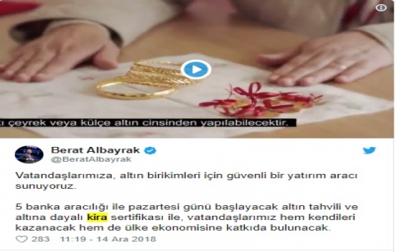 Altına dayalı kira sertifikası Pazartesi başlıyor!