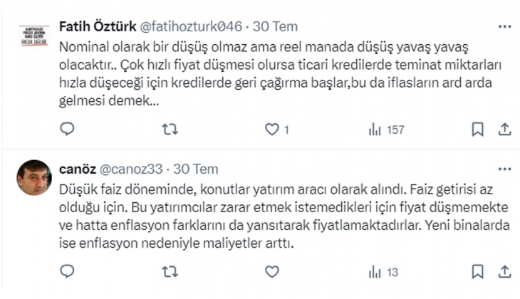 Sosyal medyada konut fiyatları çıkarması: Vatandaşlar Konut fiyatları neden düşmüyor? sorusunu yanıtladı!