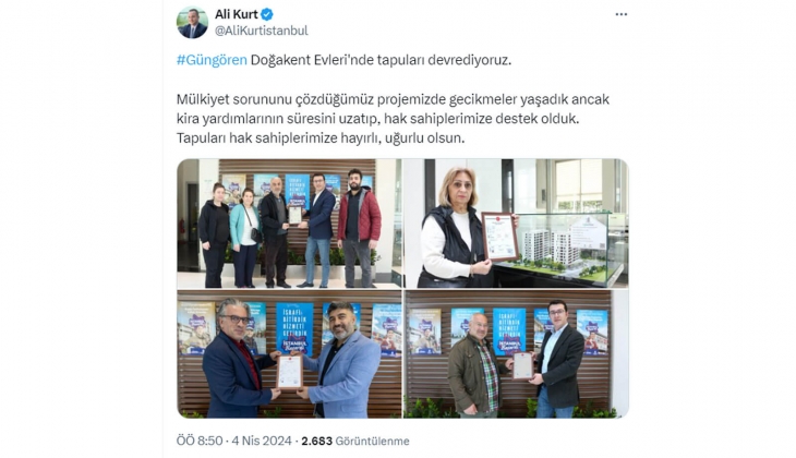 KİPTAŞ Doğakent Evleri nde tapular devrediliyor!