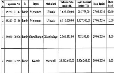 İzmir Defterdarlığı ndan 35 milyon 357 bin TL ye satılık 4 gayrimenkul!