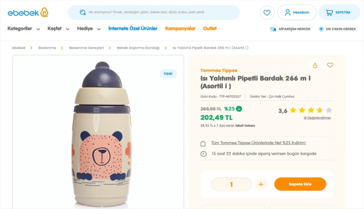 E-bebek ten tüm Tommee Tippee ürünlerinde net yüzde 25 indirim fırsatı! İşte 16 Eylül 2022 fiyat listesi