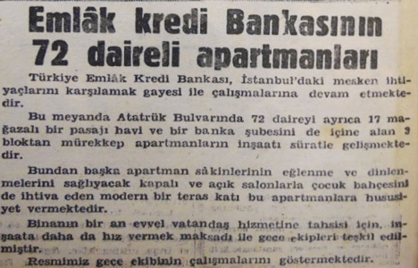 1955 yılında Emlak Kredi Bankası 72 daireli apartman inşa ediyormuş!