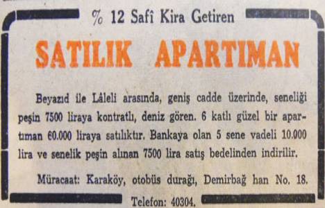 1950 yılında Suadiye de iki katlı bir villa 25 bin liraya satılacakmış!
