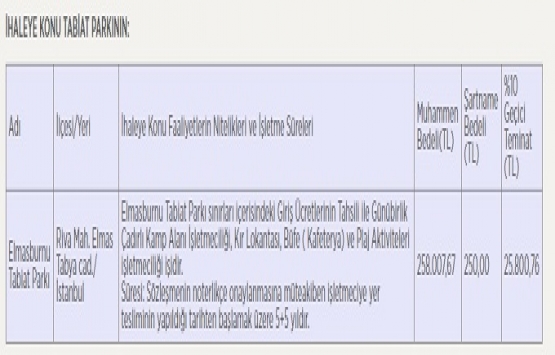 Elmasburnu Tabiat Parkı kiraya verilecek!