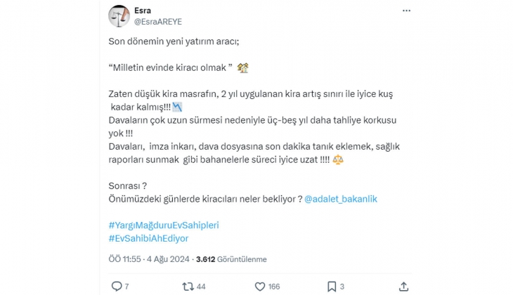Mağdur ev sahibinden kiracı tepkisi: Son dönemin yeni yatırım aracı Milletin evinde kiracı olmak! 