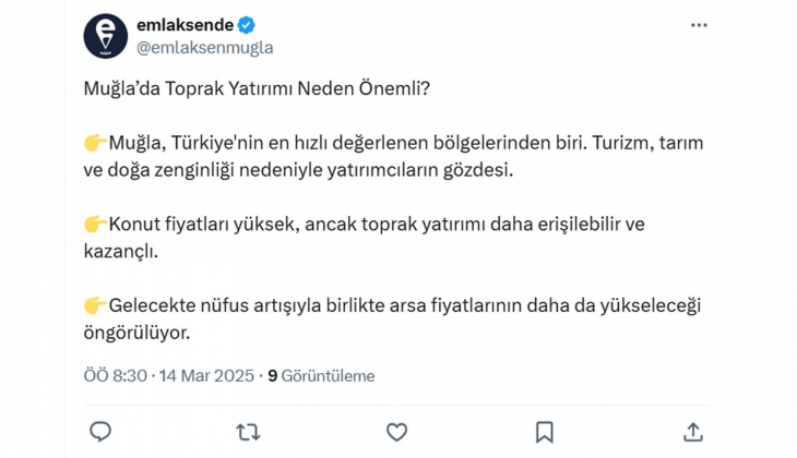 Muğla da toprak yatırımı önemli: Nüfus artacak, arsa fiyatları tavan yapacak! 