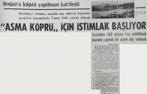 1966 yılında Boğaziçi Köprüsü için istimlak başlayacakmış!