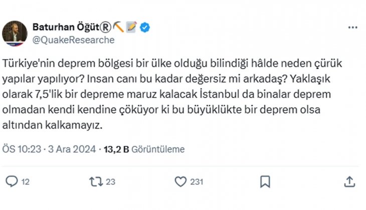 Deprem araştırmacısından İstanbul çıkışı: 7,5 lik bir depreme maruz kalacak, bu binalarla altından kalkamayız!
