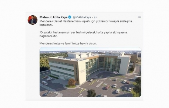 Menderes Devlet Hastanesi nin inşaatı yeniden başlıyor!