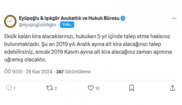Kiracısından alacağı olan ev sahipleri dikkat: Eksik kalan kira alacaklarınızı 5 yıl içinde talep edebilirsiniz!