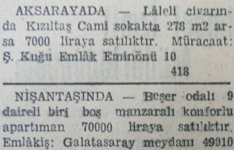 1946 yılında Erenköy de 4 bin dönüm arazi dönümü dört liraya satılacakmış!