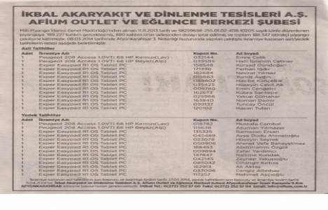 Afyon Afium AVM Peugeot 208 çekiliş sonuçları 2014!