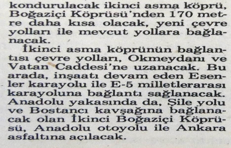 1983 yılında 2. Boğaziçi Köprüsü nün proje ihalesi yapılacakmış!
