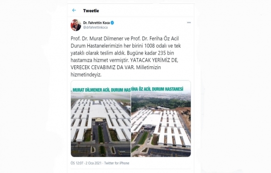 Fahrettin Koca: 1008 odalı ve tek yataklı hastanelerimizi teslim aldık!