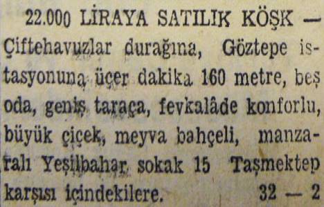1947 yılında Feneryolu nda 1.135 metrekare arsa metrekaresi 12 liradan satılacakmış!