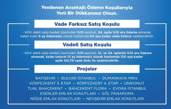 Emlak Konut GYO 13 projedeki dükkanları satışa çıkardı!