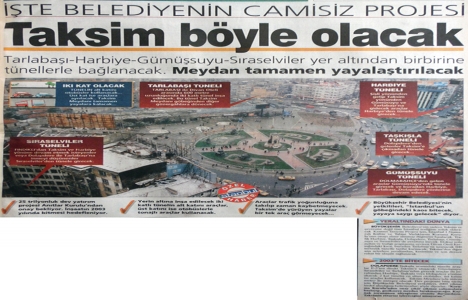 1999 yılında Taksim e camisiz proje!