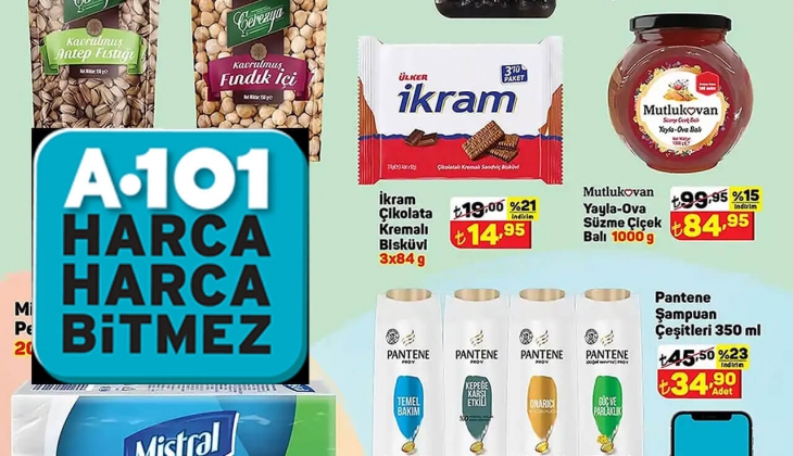 A101'de 1 kg süzme bal 84 TL, 2 kg zeytin 66 TL, peynir 72 TL! A101 kataloğu 29 Aralık 2022 fiyat listesi