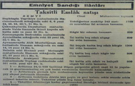 1938 yılında Teşvikiye'de 343 metrekare arsa 1.700 liraya satılıkmış!