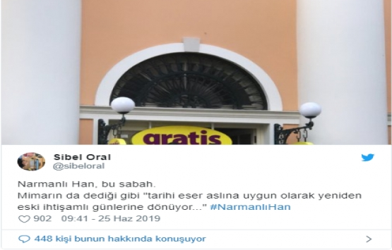 Beyoğlu ndaki tarihi Narmanlı Han’a tabela tepkisi! 