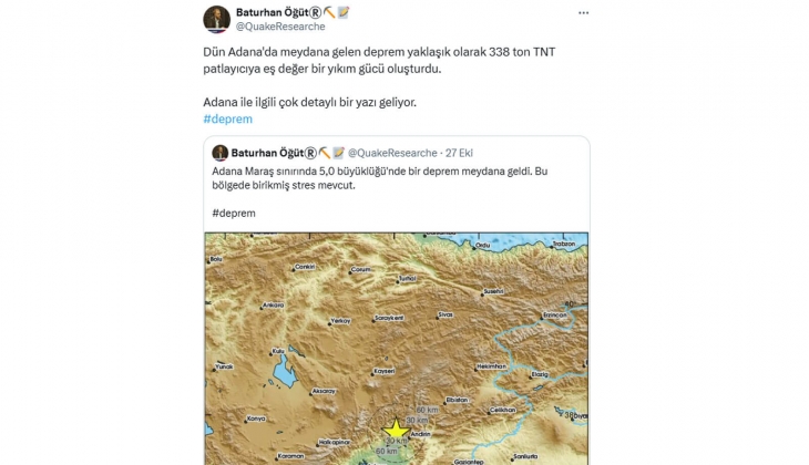 5 büyüklüğündeki Adana depremi, 338 ton TNT patlayıcıya eş değer bir yıkım gücü oluşturdu! 