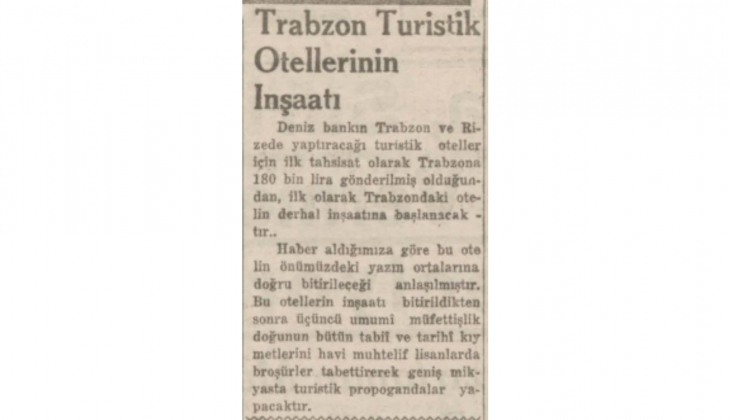 1938 yılında Denizbank turistik otel yaptırmış!