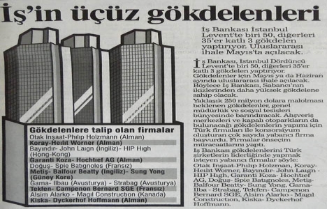 1996 yılında İş Bankası Levent te 3 gökdelen yaptıracakmış!