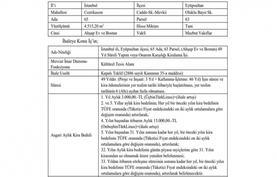 Haliç te yapım veya onarım karşılığı kiralama işi ihalesi!