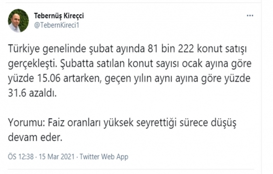 2021 Şubat ta 81 bin 222 konut satıldı!