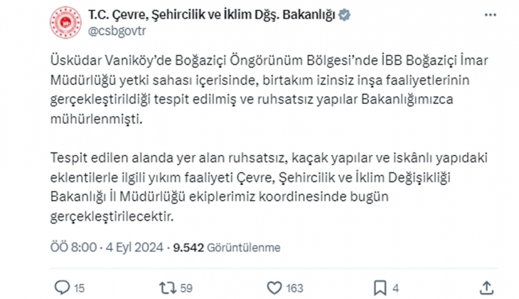 Üsküdar Vaniköy’deki ruhsatsız ve kaçak yapılar bugün yıkılıyor!