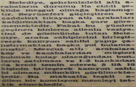 1952 yılında Belediye, atlı arabaların trafikten kaldırılmasını düşünüyormuş!