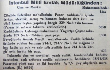 1935 yılında Fatih Cibali'de dört katlı, hamamı bulunan taş ev 3.658 lira bedelle satılacakmış!