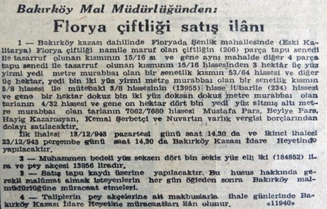 1943 yılında Florya Çiftliği satılacak!