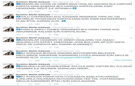 Melih Gökçek ten TMMOB a bağlı meslek odalarına tepki!