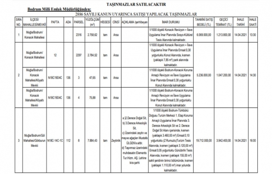 Bodrum da 51.8 milyon TL ye satılık 5 gayrimenkul!