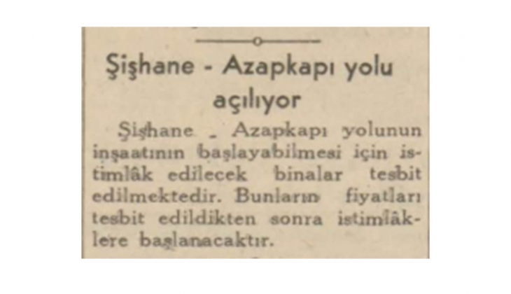 1941 de Şişhane-Azapkapı daki bazı binalar yıkılacakmış!