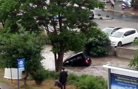 İstanbul'da etkili olan sağanak nedeniyle Kurbağalıdere taştı!