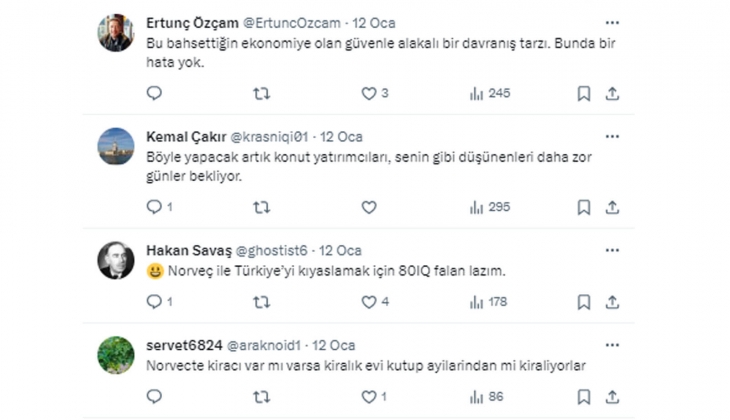 Norveç te 10 tane evi olan birine denk gelemezsin! Çünkü 10 kişinin birer evi vardır! 